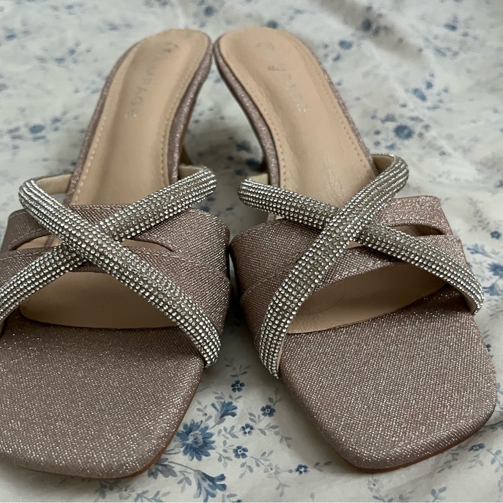 Rampage Beige Rhinestone Heels - Picture 2 of 3